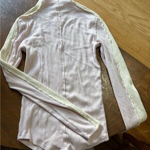 We The Free Pink and Cream Long Sleeve Top